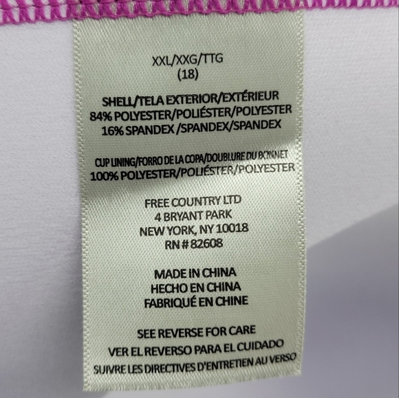 Free Country Women's Magenta Plus Size Track Stripe Tankini Size xxl - Picture 9 of 14